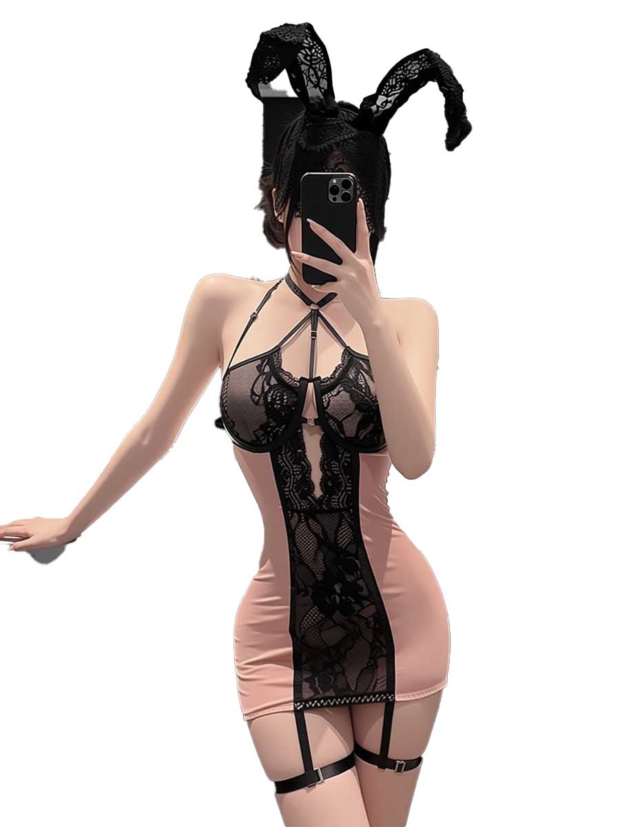 Lace Teddy Lingerie - Jimiko voor dames: roze en zwarte