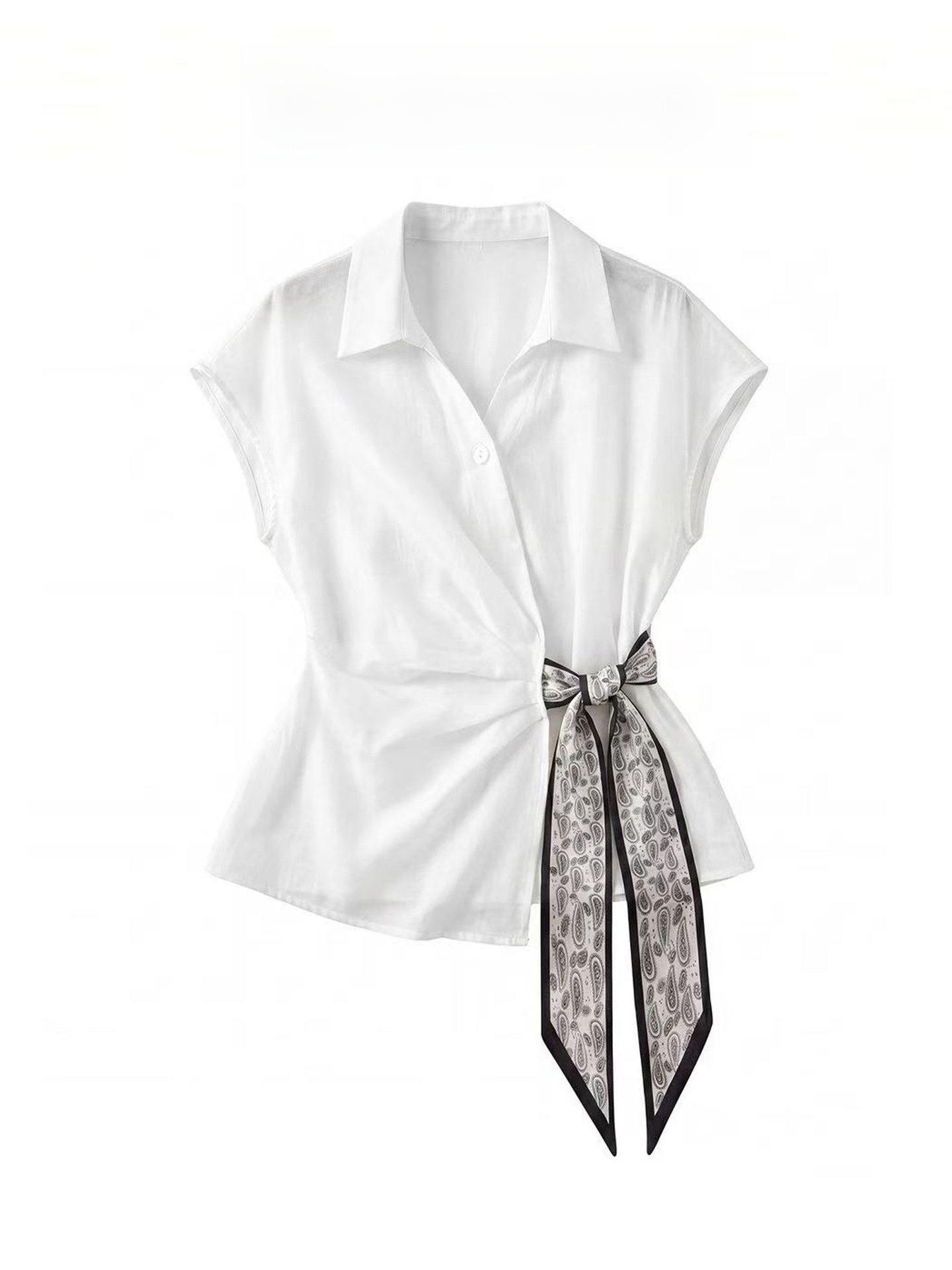 Elegant wit overhemd met korte - Corset Waist Cinch recensie en prijs